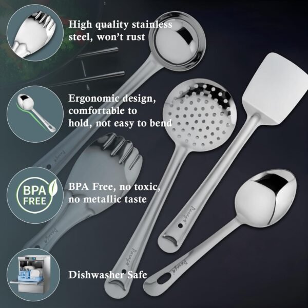 Kitchen Stainless Steel Serving Spoon Set (Pack of 5)