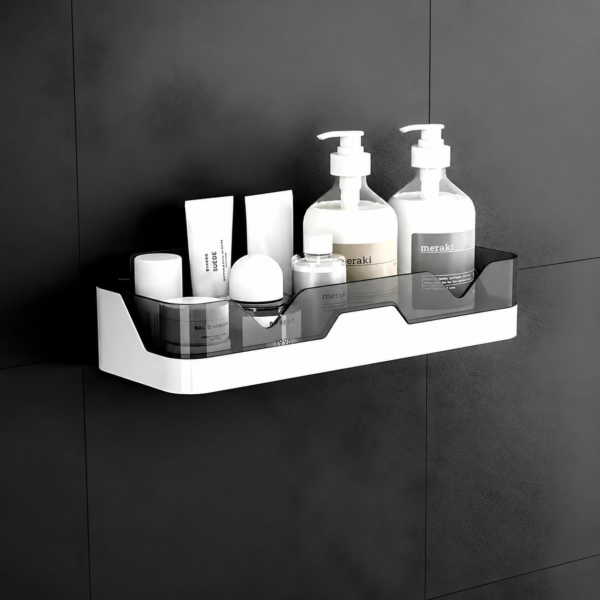 Golden Rack Wall Mounted Plastic Storage Rack | Waterproof Shower Shelf for Bathroom Plastic Wall Shelf (Number of Shelves - 1, Black, White)